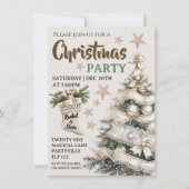 White vintage Christmas party invitation  招待状 (正面)