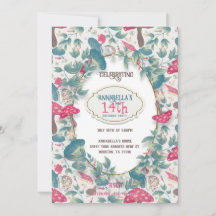 White Vintage Cottagecore Mushroom Birthday