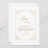 White Vintage Gold Calligraphy Script Iftar Party 招待状 (正面/裏面)