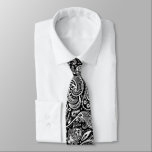 White vintage paisley on black background ネクタイ<br><div class="desc">The white vintage floral paisley pattern on a black background color you can change.</div>