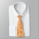 White vintage paisley on orange background ネクタイ<br><div class="desc">The white vintage floral paisley pattern over an orange background color you can change.</div>