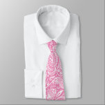 White vintage paisley on pink background ネクタイ<br><div class="desc">The white vintage floral paisley pattern on pink background color you can change.</div>