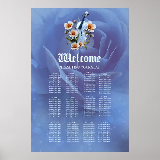 White Violin with Flowers – Elegant Music & Nature ポスター (正面)