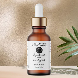 White w curly text and logo dropper bottle label  ラベル