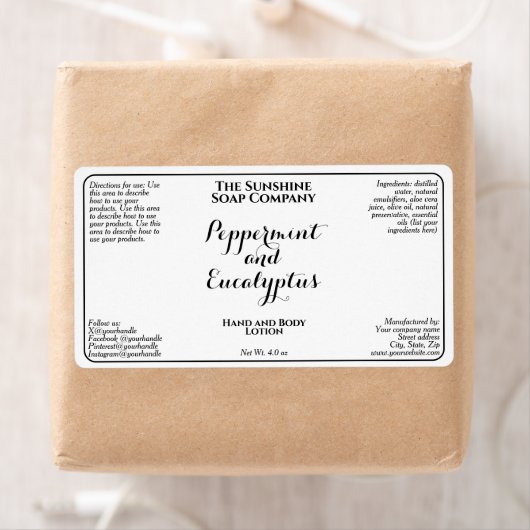 White w curly text cosmetics bottle label  ラベル (インサイチュ)