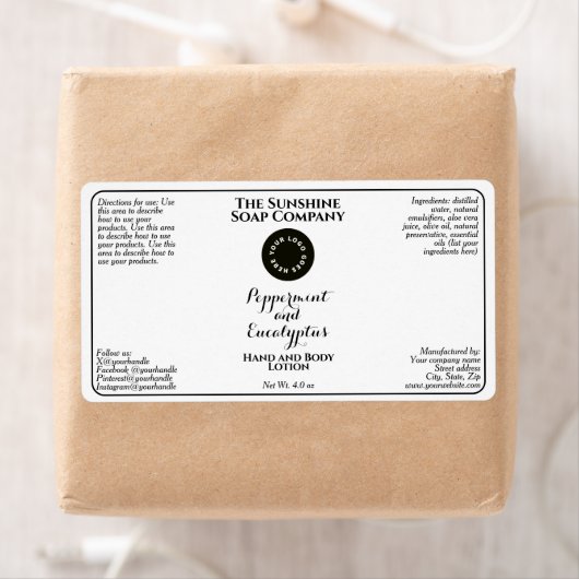 White w curly text logo cosmetics bottle label  ラベル (インサイチュ)