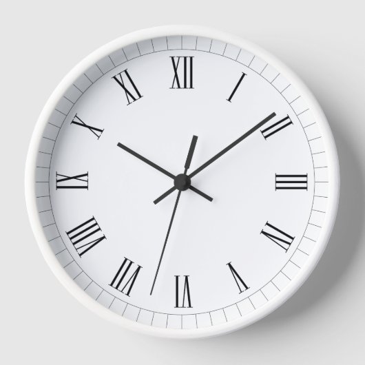 White Wall Clock Roman Style 壁時計 (正面)