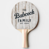 White Wash Wood Boards Retro Family Name & Year 卓球ラケット (裏面)