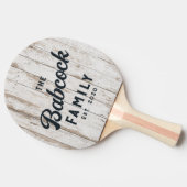 White Wash Wood Boards Retro Family Name & Year 卓球ラケット (横)