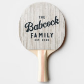 White Wash Wood Retro Family Name & Year 卓球ラケット (裏面)