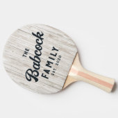 White Wash Wood Retro Family Name & Year 卓球ラケット (横)