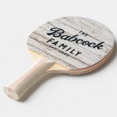 White Wash Wooden Boards Retro Family Name & Year 卓球ラケット (正面アングル)