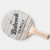 White Wash Wooden Boards Retro Family Name & Year 卓球ラケット (横)