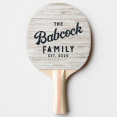 White Washed Wood Retro Family Name & Year 卓球ラケット (裏面)