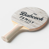 White Washed Wood Retro Family Name & Year 卓球ラケット (正面アングル)