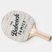 White Washed Wood Retro Family Name & Year 卓球ラケット (横)