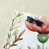White Watercolor Floral Botanical Garden ビーチタオル (インサイチュ)