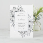 White Watercolor Floral Romance Wedding 招待状 (スタンド正面)