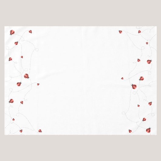 White Watercolor Fluttering Ladybugs テーブルクロス