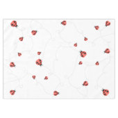White Watercolor Fluttering Ladybugs テーブルクロス (正面(横))