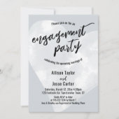 White Watercolor Heart Engagement Party Light Gray 招待状 (正面)
