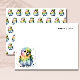 White Watercolor Parrot Stationery Note Card 招待状