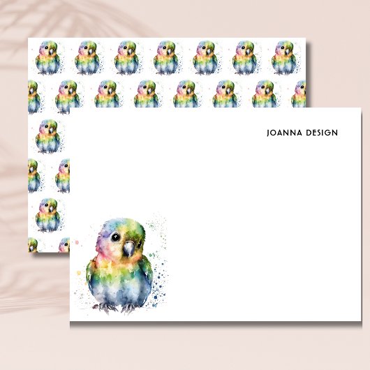 White Watercolor Parrot Stationery Note Card 招待状