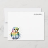 White Watercolor Parrot Stationery Note Card 招待状 (正面)