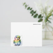 White Watercolor Parrot Stationery Note Card 招待状 (スタンド正面)
