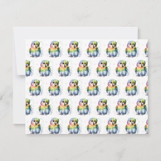 White Watercolor Parrot Stationery Note Card 招待状 (裏面)