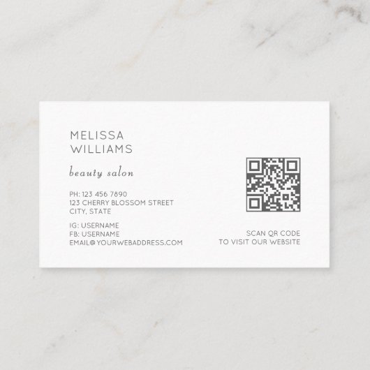 White Watercolor Peony Flower 名刺 (裏面)