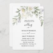 white watercolor wedding 招待状 (正面/裏面)