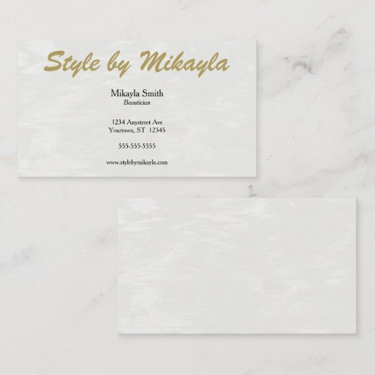 White Wave Gold on Gray Stylist Fashion Adaptable 名刺 (正面/裏面)