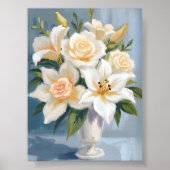 White Wedding Bouquet Floral Watercolor ポスター (正面)