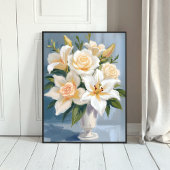 White Wedding Bouquet Floral Watercolor ポスター