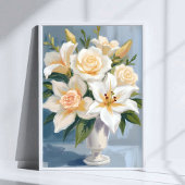 White Wedding Bouquet Floral Watercolor ポスター