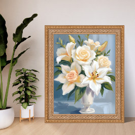 White Wedding Bouquet Floral Watercolor ポスター
