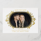 White Wedding Fancy Ornament Frame Flowers 箔招待状 (正面)