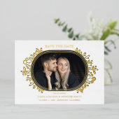 White Wedding Fancy Ornament Frame Flowers 箔招待状 (立ち正面)