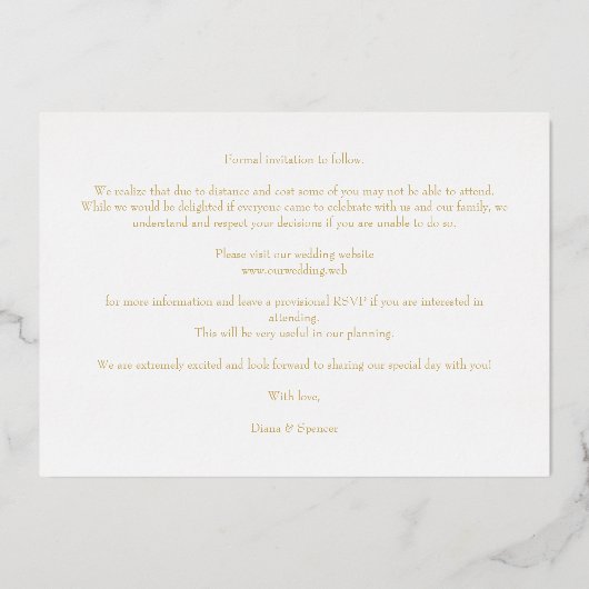 White Wedding Fancy Ornament Frame Flowers 箔招待状 (裏面)