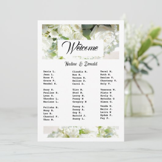 White Wedding Greenery Downloadable Seating Chart 招待状 (スタンド正面)