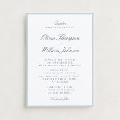 White Wedding Invitation with Light Blue Details 招待状