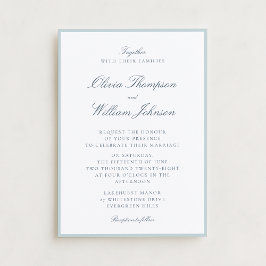 White Wedding Invitation with Light Blue Details 招待状