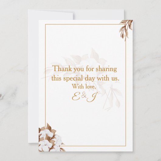 White Wedding Invite with Elegant Heart & Roses 招待状 (裏面)