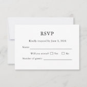 White Wedding RSVP Card Minimal Editable Elegant (正面)