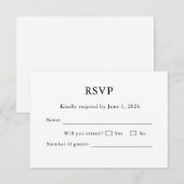 White Wedding RSVP Card Minimal Editable Elegant (正面/裏面)