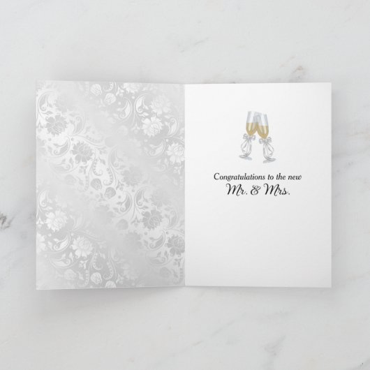 White Wedding Satin Damask カード (内部)