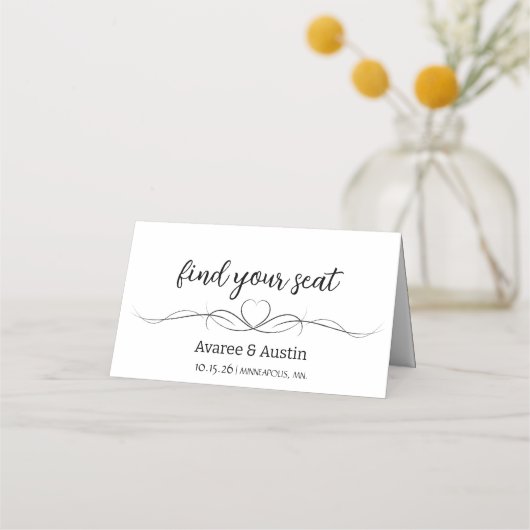 White Wedding Table Seating Cards プレイスカード (正面)