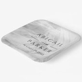 White Wedding Tulle with Newlywed Names ペーパープレート (傾斜あり)