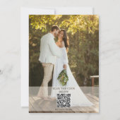 White Wedding with a photo & QR Code 招待状 (裏面)